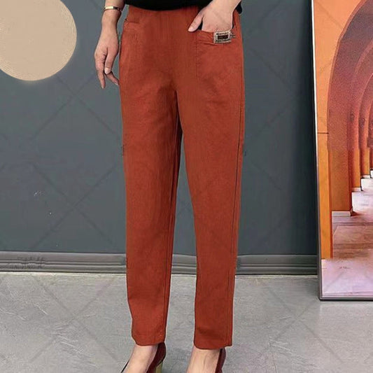 Pantaloni cu talie elastică din bumbac cu picior lat