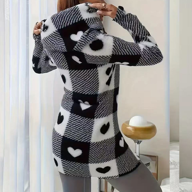 🍂🔥 50% Rabatt – nur heute!🎉🧥 Karierte Kapuzenjacke für Damen mit Reißverschluss