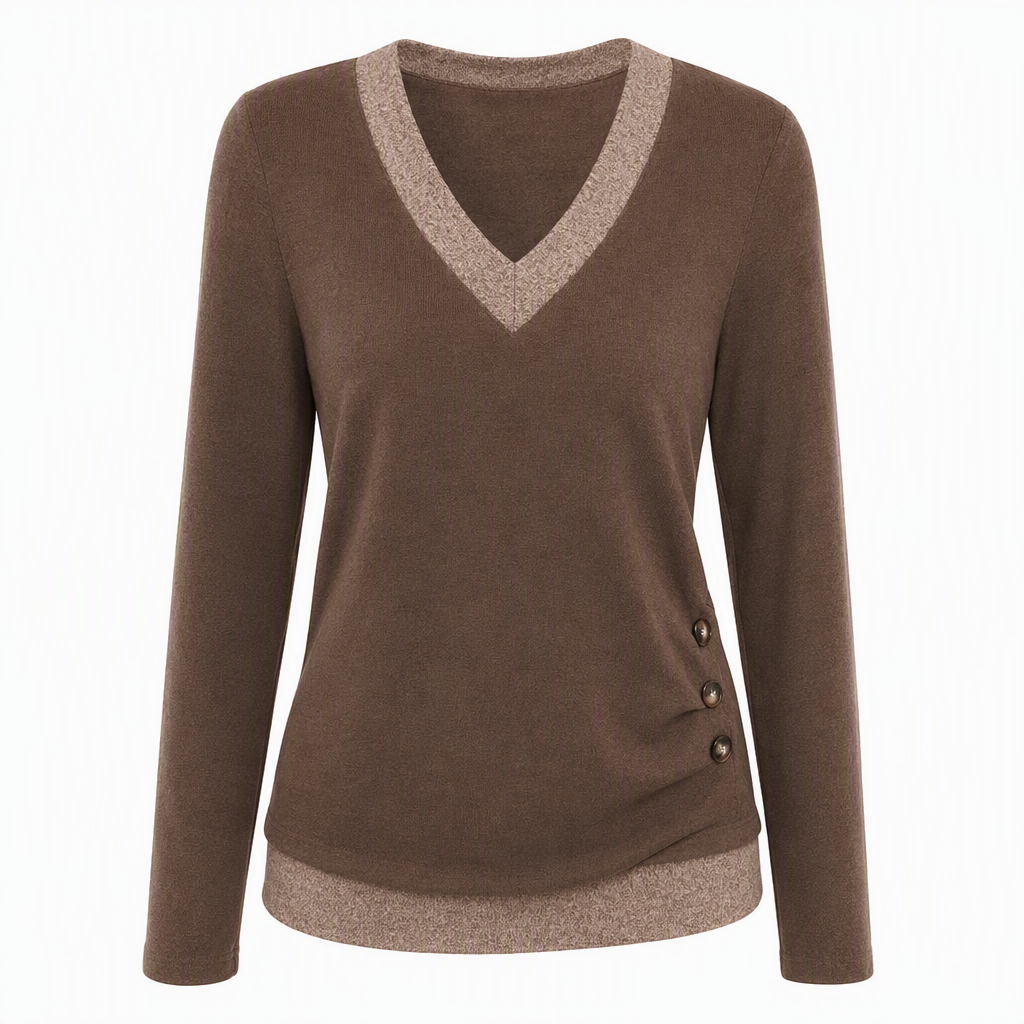 🛍️✨Langärmliges Strickoberteil mit V-Ausschnitt für Damen