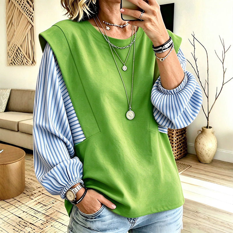 🔥🔥 Lässiges Damen-Langarmshirt mit Patchwork-Design