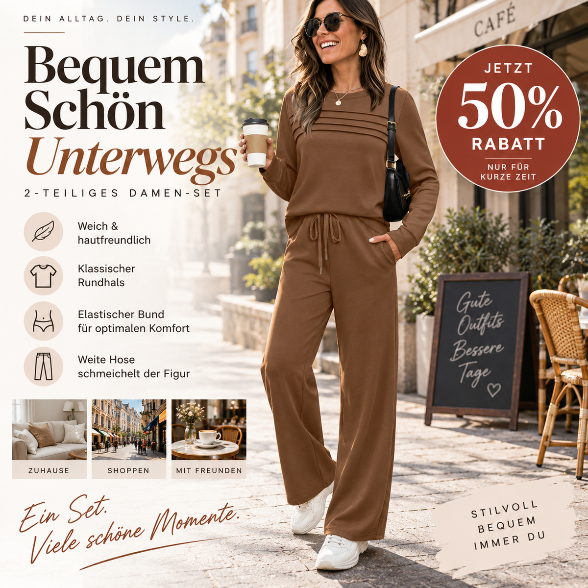 🔥🔥 50% RABATT!! 🎉✨ 2-teiliges Damen-Set – bequem & vielseitig