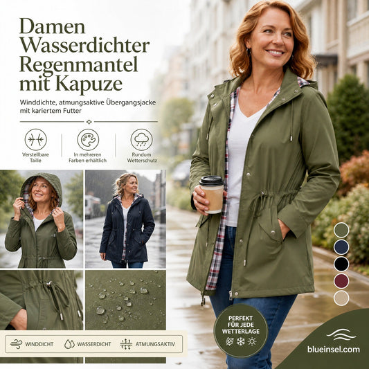 💖LETZTER TAG: 50% RABATT✨🧥Wasserdichte Windjacke für Damen | Schick, Leicht & Langlebig – Allwetter-Trenchcoat mit Kapuze für Regen und Wind!3
