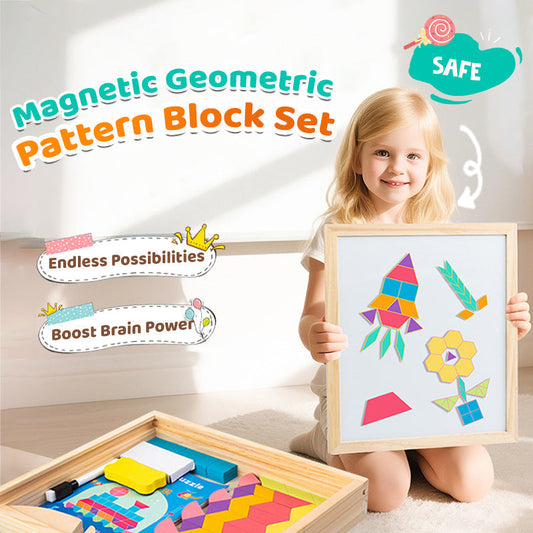 🎁Set de puzzle cu blocuri magnetice din lemn🎁