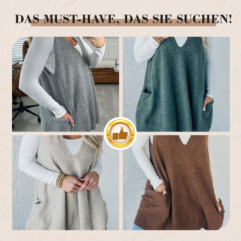 ✨✨Begrenzter Vorrat verfügbar, nicht verpassen!👗Damen-Strickweste mit V-Ausschnitt