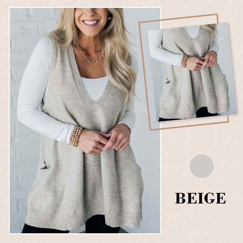 ✨✨Begrenzter Vorrat verfügbar, nicht verpassen!👗Damen-Strickweste mit V-Ausschnitt