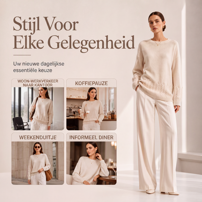 Damen Retro-Strickpullover mit Rundhalsausschnitt in Unifarbe