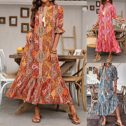 Rochie florală de vară pentru femei cu decolteu în formă de inimă