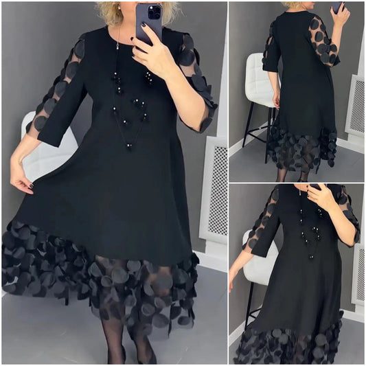 Plus Dimensiune rochie evazată cu Dots Decor