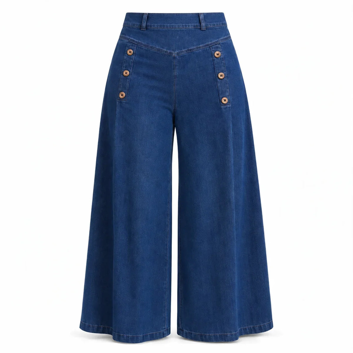 🙌 50% Wiederkaufquote – Qualität überzeugt! High-Waist Jeans mit weiter Beinform, Stretch-Denim und dekorativen Knöpfen