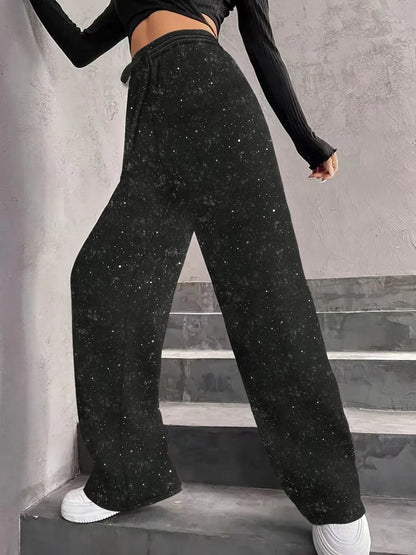 💖LETZTER TAG DES SALE 50% RABATT🥰Damenhose mit Pailletten und weitem Bein, elastischem Bund