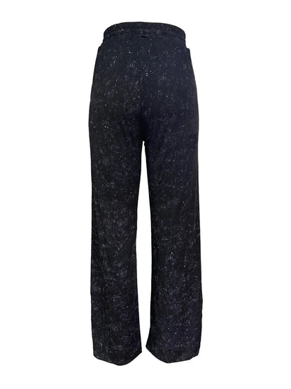💖LETZTER TAG DES SALE 50% RABATT🥰Damenhose mit Pailletten und weitem Bein, elastischem Bund