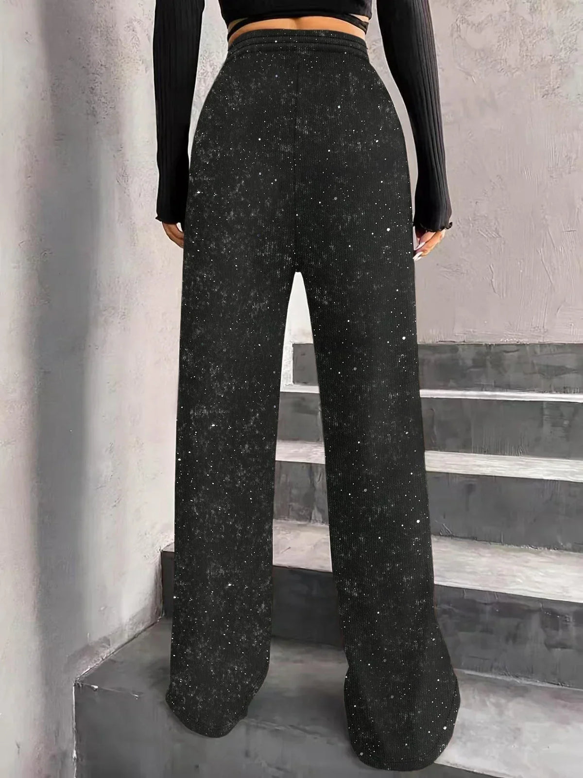 💖LETZTER TAG DES SALE 50% RABATT🥰Damenhose mit Pailletten und weitem Bein, elastischem Bund