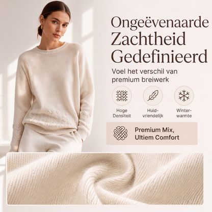 Damen Retro-Strickpullover mit Rundhalsausschnitt in Unifarbe