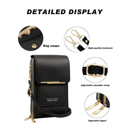 🌧️Wasserabweisend & handgefertigt, 3 Tragevarianten👜 Touchscreen-Crossbody-Tasche – Wasserabweisendes PU-Leder & verstellbarer Gurt, 3 Tragevarianten ✨