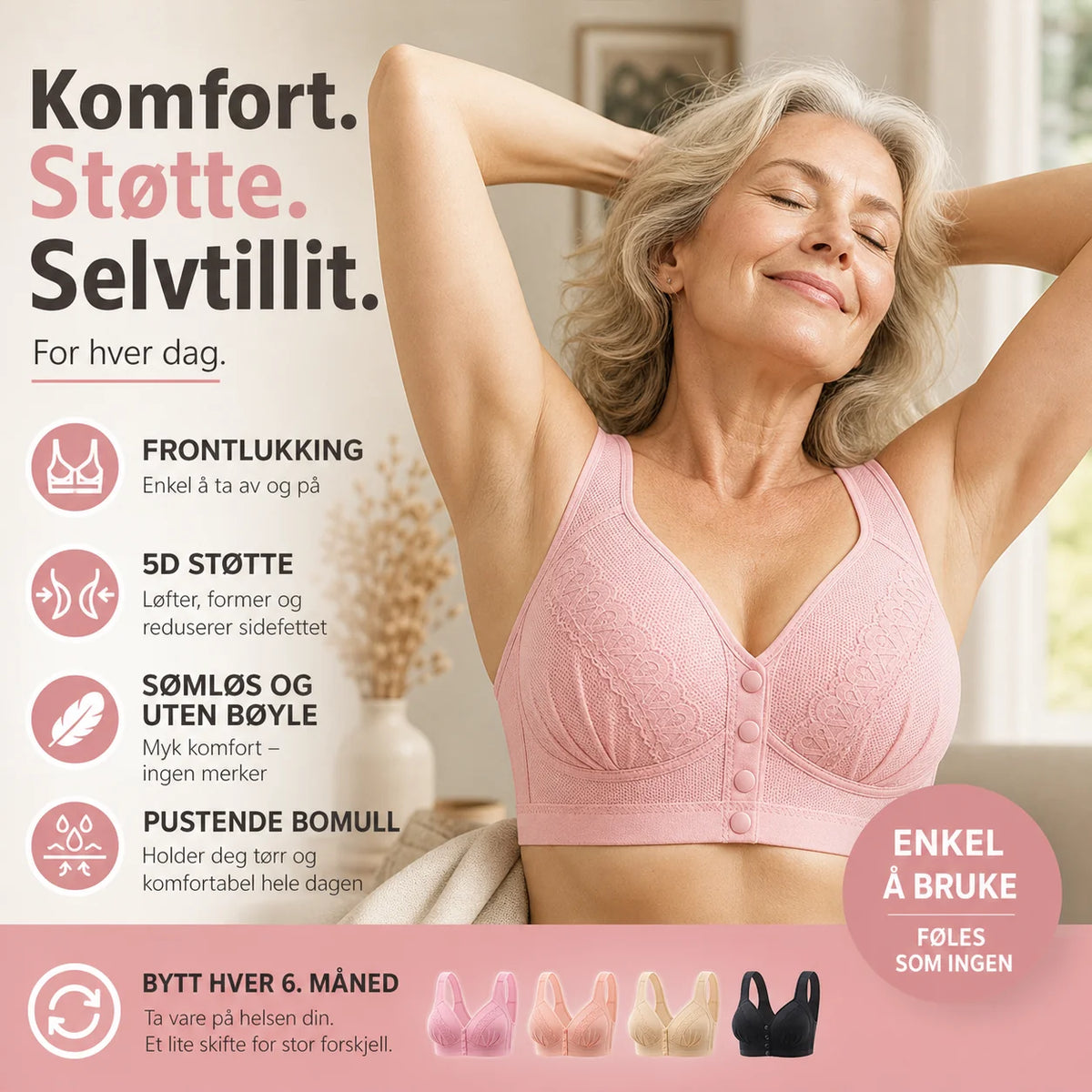 👙🎀【 1+1 gratis】🔥Vorne zu verschließender, atmungsaktiver, hautfreundlicher BH aus Baumwolle