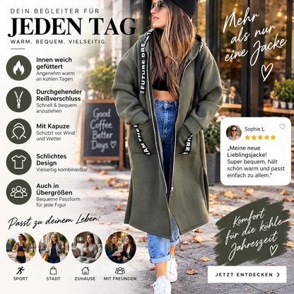 🐥 50% RABATT! ✨✨Damen Reißverschluss-Kapuzenjacke mit Fleece-Futter