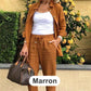 Bluză cu mânecă lungă din bumbac și lenjerie pentru femei și set de pantaloni