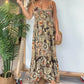 👗Sexi curea spaghete florale imprimare rochie lungă
