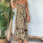 👗Sexi curea spaghete florale imprimare rochie lungă