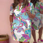 🌈Rochie colorată imprimată cu gât în V pentru femei