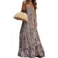 Rochie lungă sexy fără bretele cu imprimeu leopard