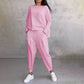 Set de 2 piese cu bluză cu mâneci lungi și gât rotund și pantaloni