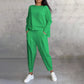 Set de 2 piese cu bluză cu mâneci lungi și gât rotund și pantaloni