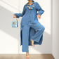 Femei de moda culoare solidă două piese Outfit cămașă cu mânecă lungă și pantaloni
