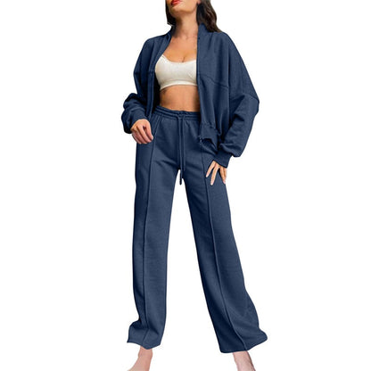 🍂Femei cu mânecă lungă Zip Coat Drawstring Sweatpants 2-Piece Sets