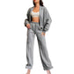 🍂Femei cu mânecă lungă Zip Coat Drawstring Sweatpants 2-Piece Sets