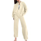 🍂Femei cu mânecă lungă Zip Coat Drawstring Sweatpants 2-Piece Sets