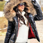 Femeii cald mare blană guler Hooded jos Coat