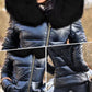 Femeii cald mare blană guler Hooded jos Coat