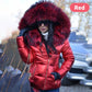 Femeii cald mare blană guler Hooded jos Coat