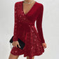 💖 V-neck paiete rochie de moda