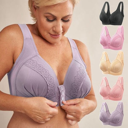 👙🎀【 1+1 gratis】🔥Vorne zu verschließender, atmungsaktiver, hautfreundlicher BH aus Baumwolle