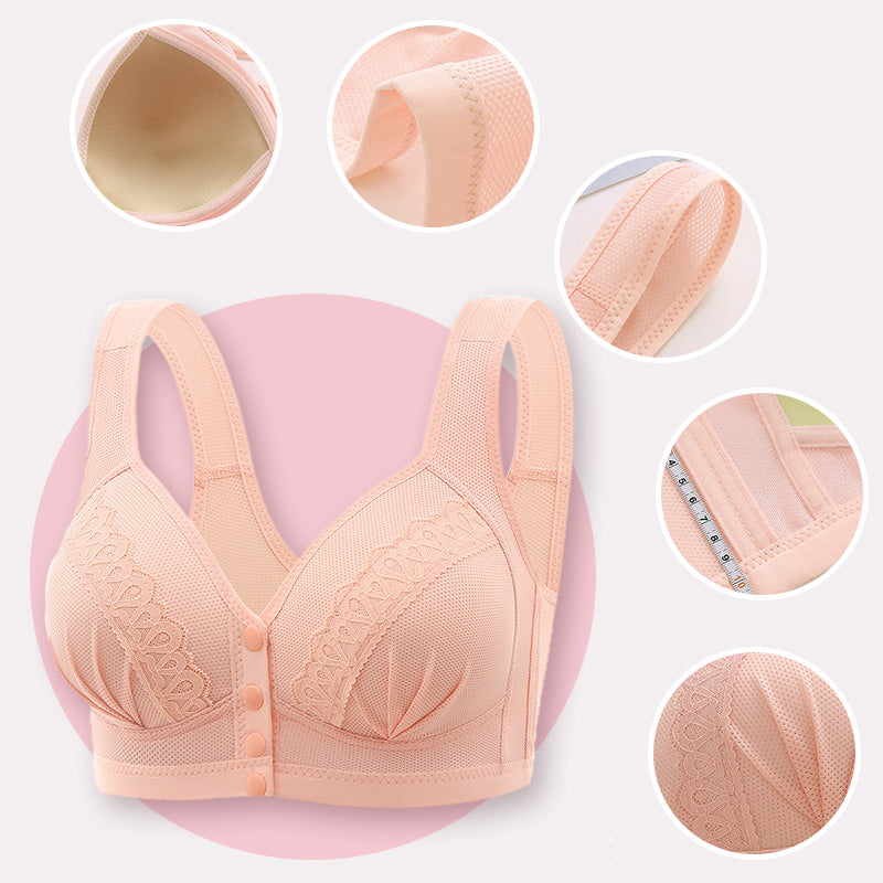 👙🎀【 1+1 gratis】🔥Vorne zu verschließender, atmungsaktiver, hautfreundlicher BH aus Baumwolle