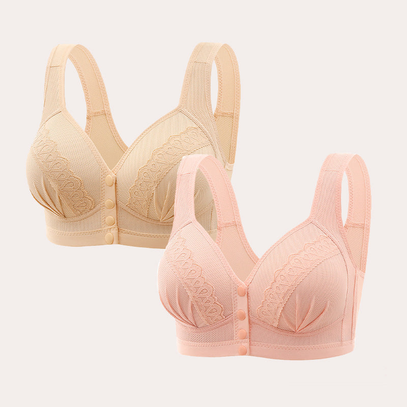 👙🎀【 1+1 gratis】🔥Vorne zu verschließender, atmungsaktiver, hautfreundlicher BH aus Baumwolle