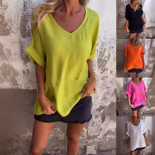 🌺 Oversized V-Neck Top pentru femei
