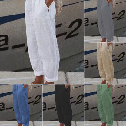 Pantaloni casual din in respirabili