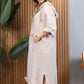 Rochie maxi cu glugă cu mânecă lungă și fantă de culoare solidă pentru femei