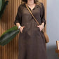 Rochie maxi cu glugă cu mânecă lungă și fantă de culoare solidă pentru femei