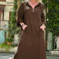 Rochie maxi cu glugă cu mânecă lungă și fantă de culoare solidă pentru femei