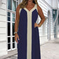 👗Rochie Colour Block fără mâneci, cu gât în V, pentru femei