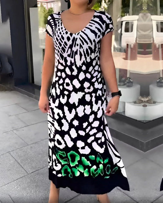 ✨✨✨【S-3XL】🥰Rochie tipărită casual cu mânecă scurtă🌹💖🔥