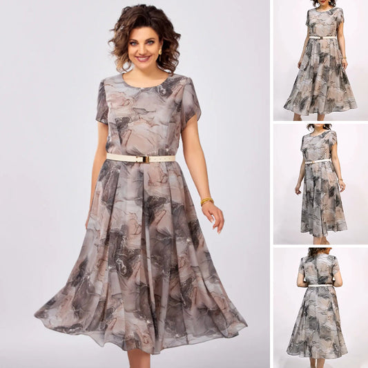 👗 Rochie lungă scurtă elegantă cu gât rotund