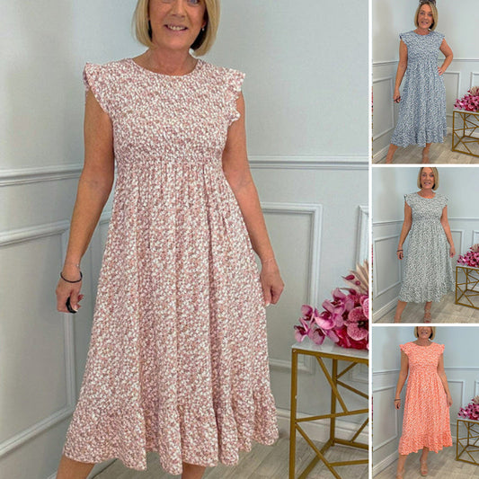 💐 Rochie înaltă elegantă cu imprimeu floral👗