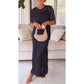 💖Femei Casual Hollow Maxi rochie Două piese Set