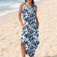 👗Rochie lungă de plajă imprimată fără mâneci, lejeră