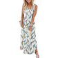👗Rochie lungă de plajă imprimată fără mâneci, lejeră